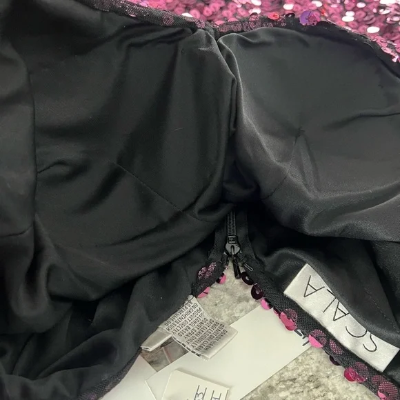 Nwt Scala Plum Pink Sequins Mesh Stretchy Bodycon Dress Size 4 - Picture 11 of 17